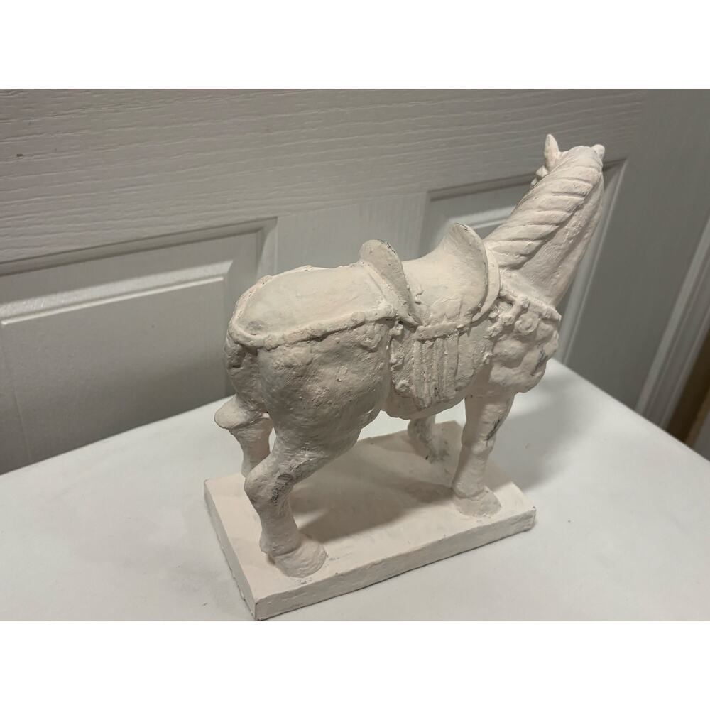 White Horse Sculpture Equestrian Decor Carved Wood Gesso Chinoiserie Statue - Picture 14 of 15